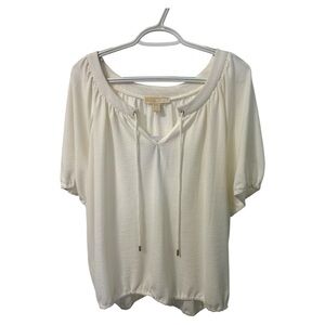 Michael Kors Cream Flutter Sleeve Blouse with Tie Front 2X NWT